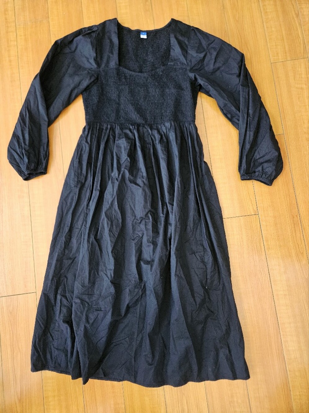 NEVER WORN Old Navy Black Smocked Square-Neck Midi Dress Sz Size L - Picture 8 of 13